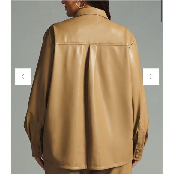 Good American Better Than Leather Shacket Relaxed Fit Wear Caramel  Sz 7 - Picture 6 of 15